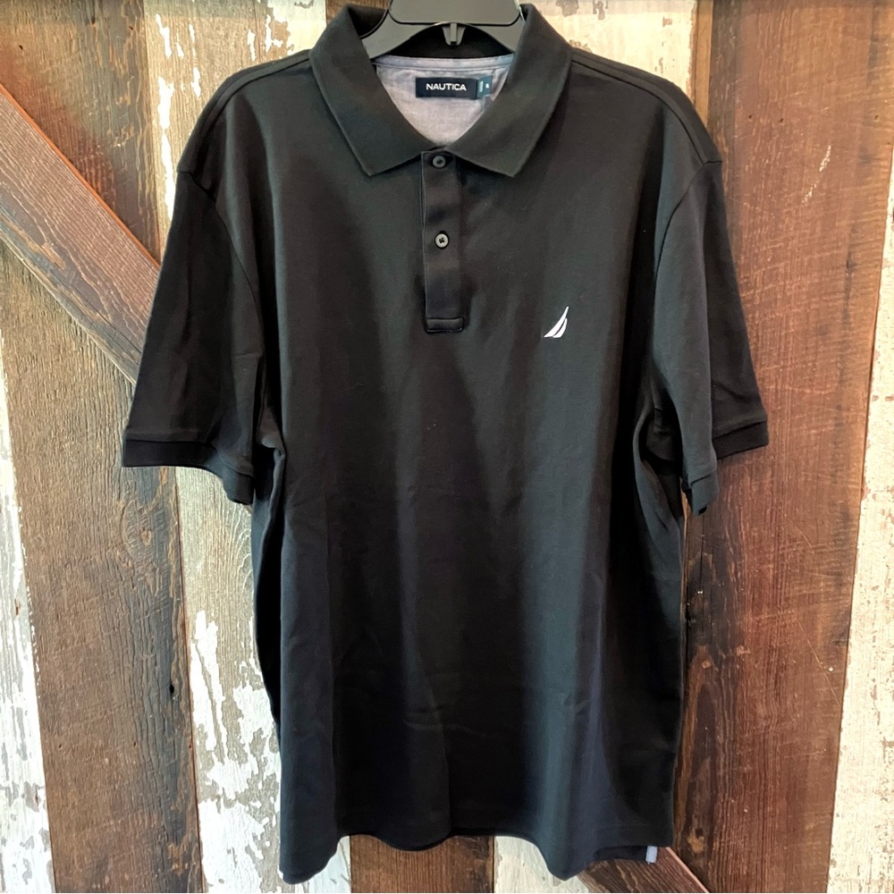 NWT Nautica Black Polo Shirt Classic Design XL Short Sleeve